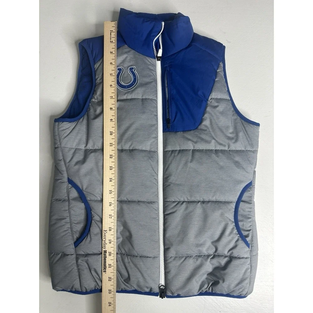 Nike Indianapolis Colts Puffer Vest Full Zip Grey and Blue Size S